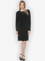 Solid Long Sleeve Black Dress