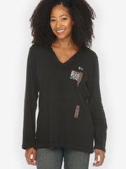 Japanese Irises Traditional Print Cotton Hoodie -  L