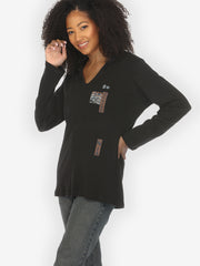 Japanese Irises Traditional Print Cotton Hoodie -  L