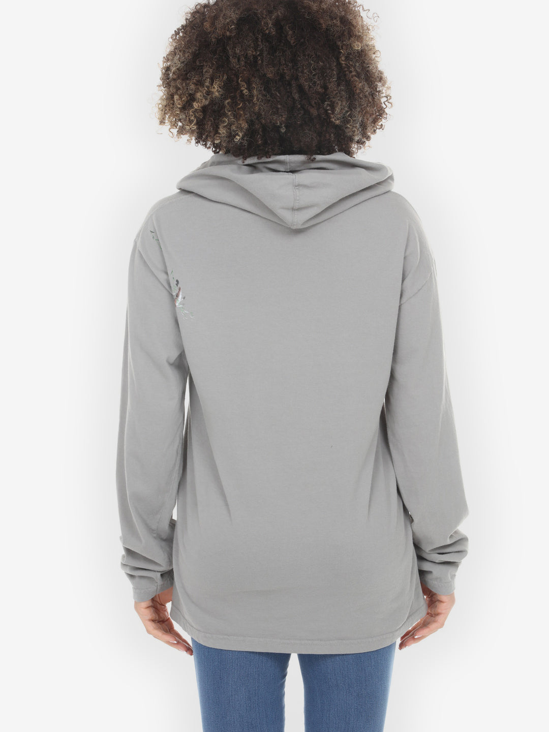 Koi Bamboo Print in Gray Hoodie Sweatshirt - M