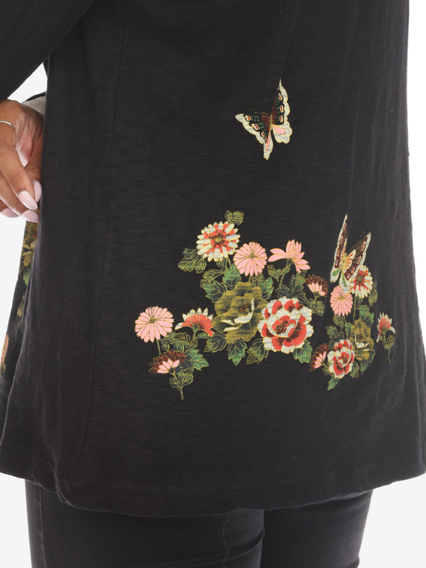 Butterfly Flower Print Cotton Exclusive Tee