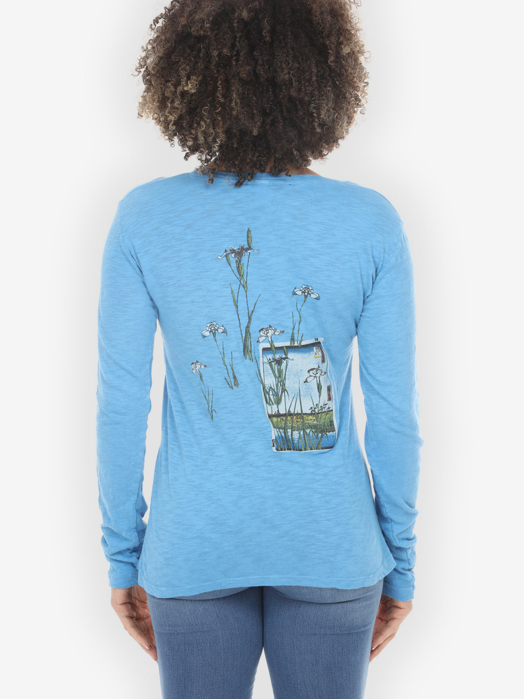 Japanese Irises Traditional Blue Cotton Tee - S; M