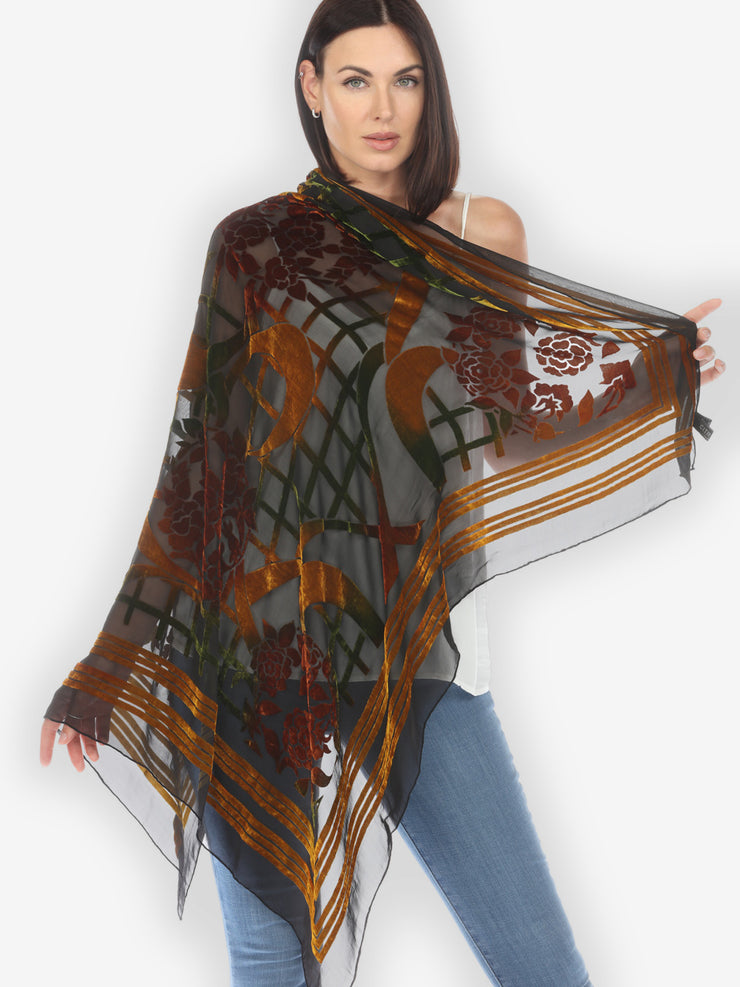 Lattice with Flowers Velvet Scarf