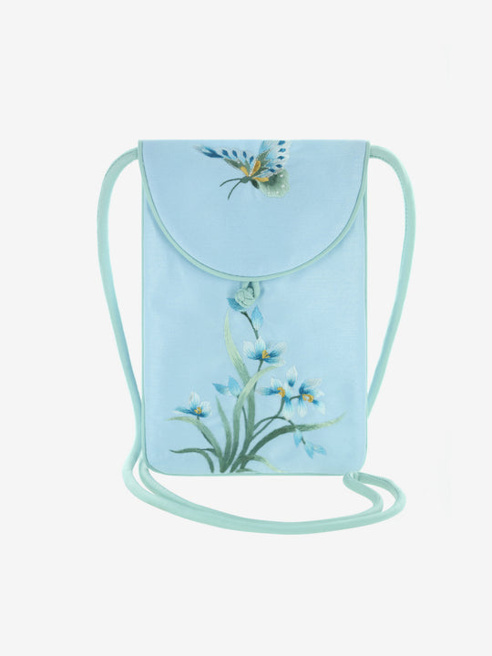 Irises Butterfly in Blue Small Purse