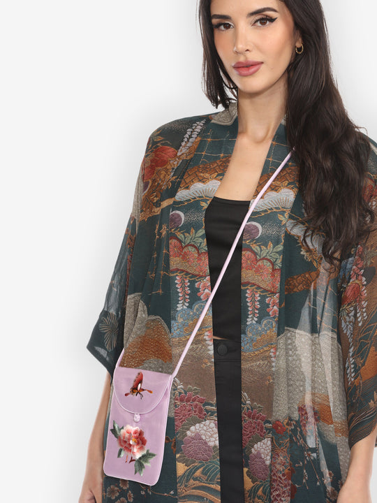 Peony Butterfly Purple Small Purse