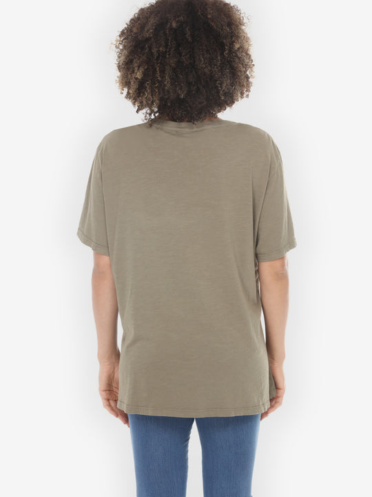Flamingo Flower Print Khaki Cotton Short Sleeves Tee - 1X