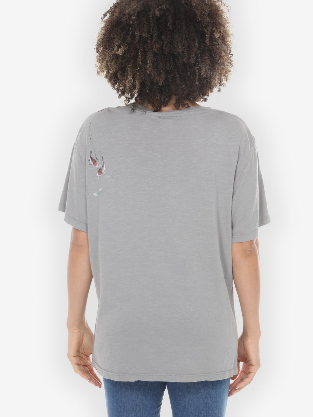 Koi Bamboo Print in Light Gray Cotton Tee - 1X