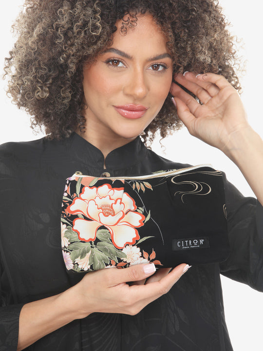 Japanese Floral Fan Art Small Purse