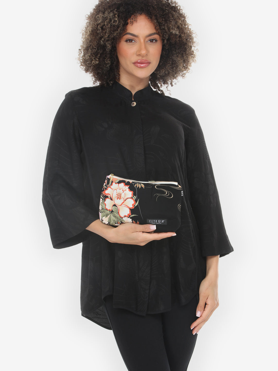 Japanese Floral Fan Art Small Purse