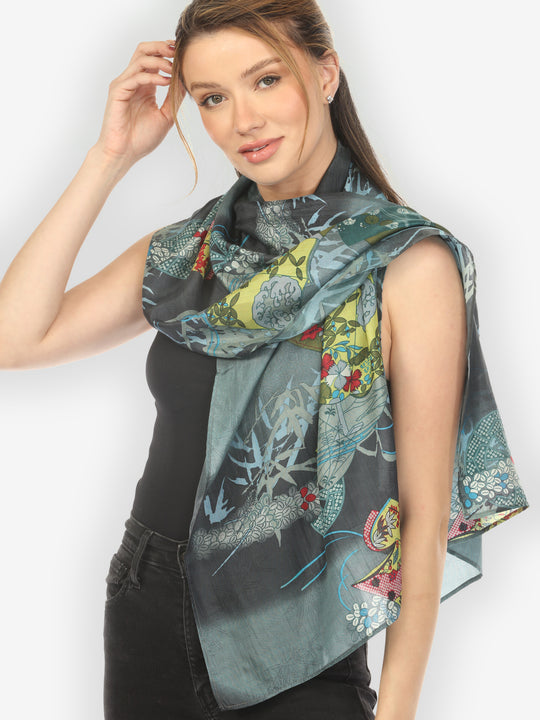 Classic Wheel Bamboo Silk Scarf