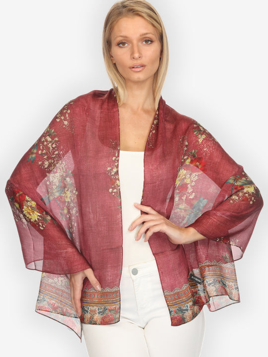 Dragonfly and Waterlilies in Red  Scarf