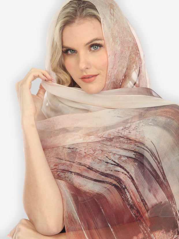 Hand Painted Earth Tones Silk Scarf