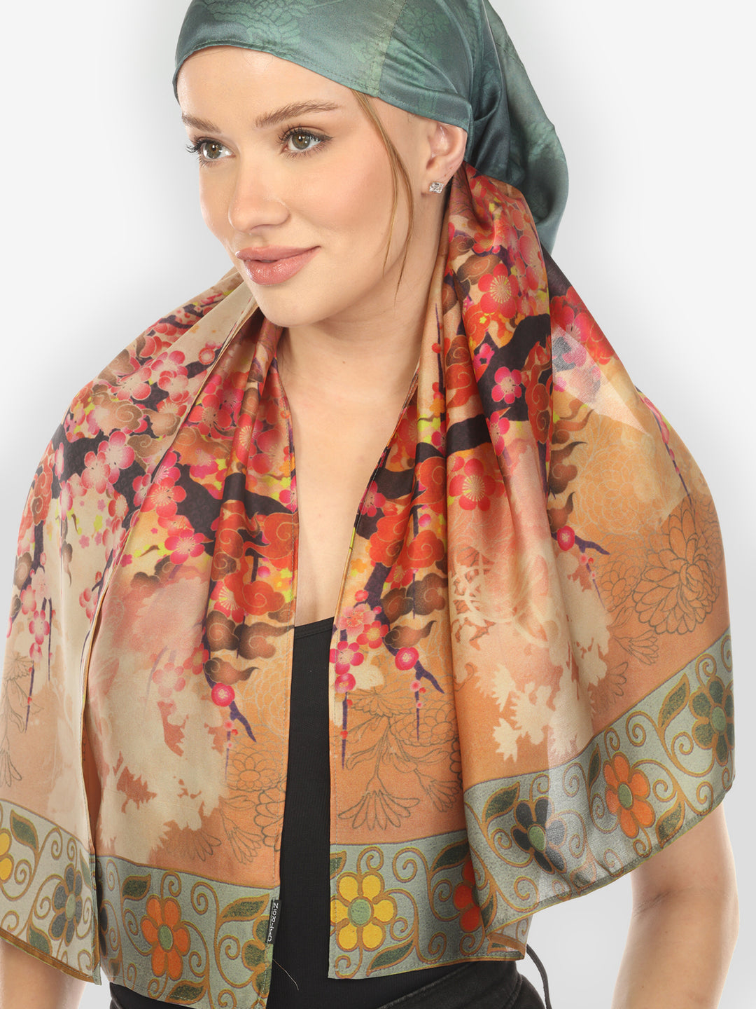 Ocean Ombre Blossom Silk Scarf