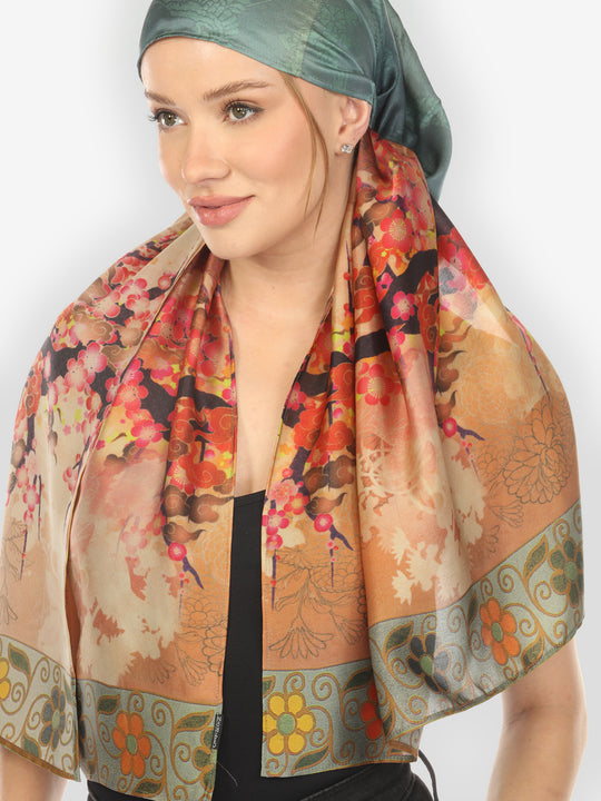 Ocean Ombre Blossom Silk Scarf