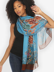 Queenly Radiant Charm in Blue Silk Scarf