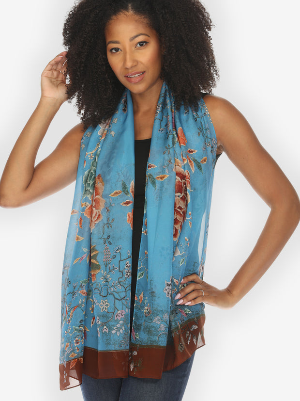 Queenly Radiant Charm in Blue Silk Scarf