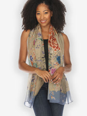 Queenly Radiant Cham in Sand Colorway Silk Scarf