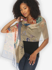 Queenly Radiant Cham in Sand Colorway Silk Scarf