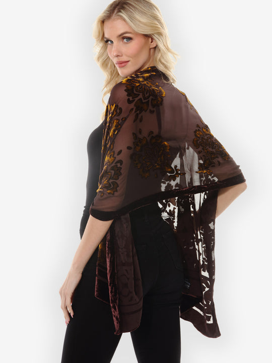Vintage Floral Devore Velvet Scarf