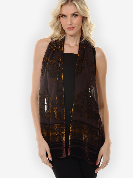 Vintage Floral Devore Velvet Scarf