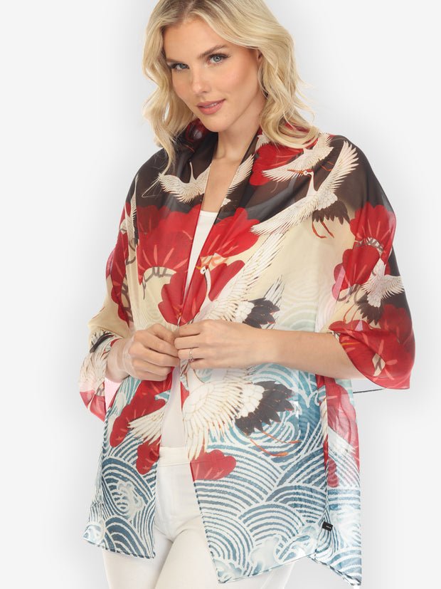 Sea Crane Sky Silk Scarf