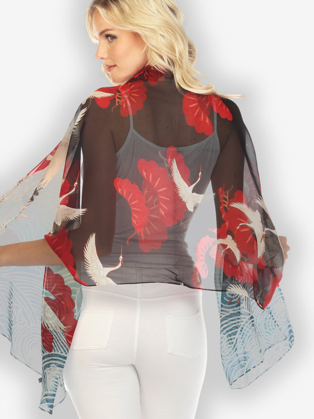 Sea Crane Sky Silk Scarf