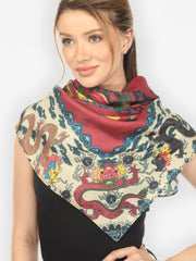 Dragon Border Silk Scarf