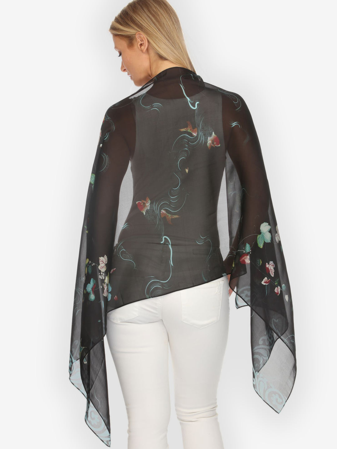 Koi and Leaves Silk Scarf