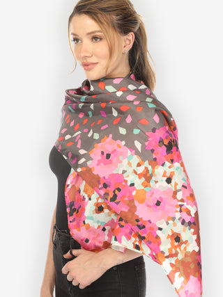 Silk Patch Print Scarf