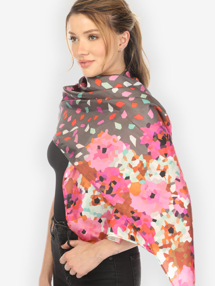 Silk Patch Print Scarf