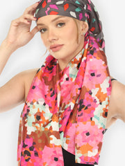 Silk Patch Print Scarf