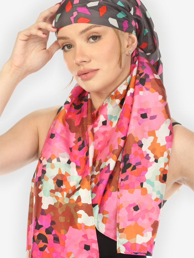 Silk Patch Print Scarf