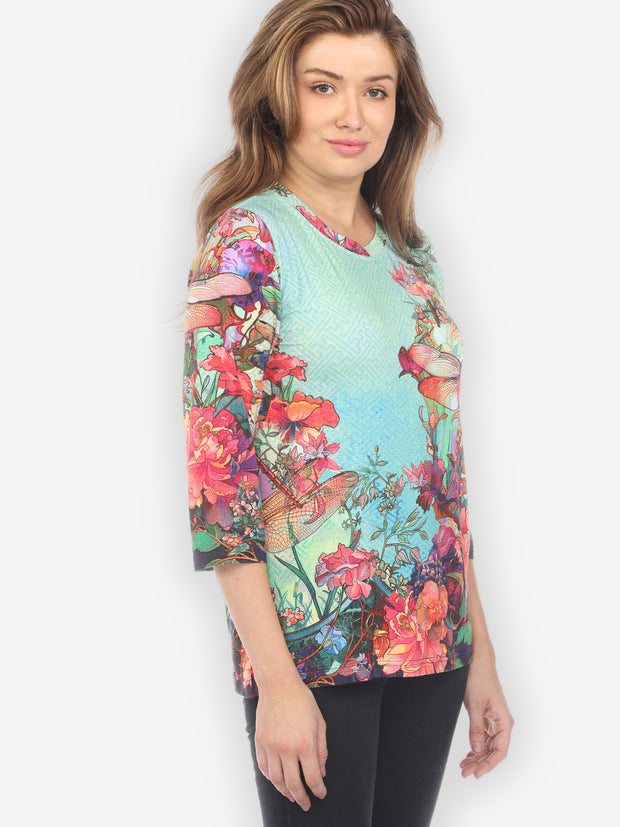 Colorful Dragonfly Floral Exclusive Tee