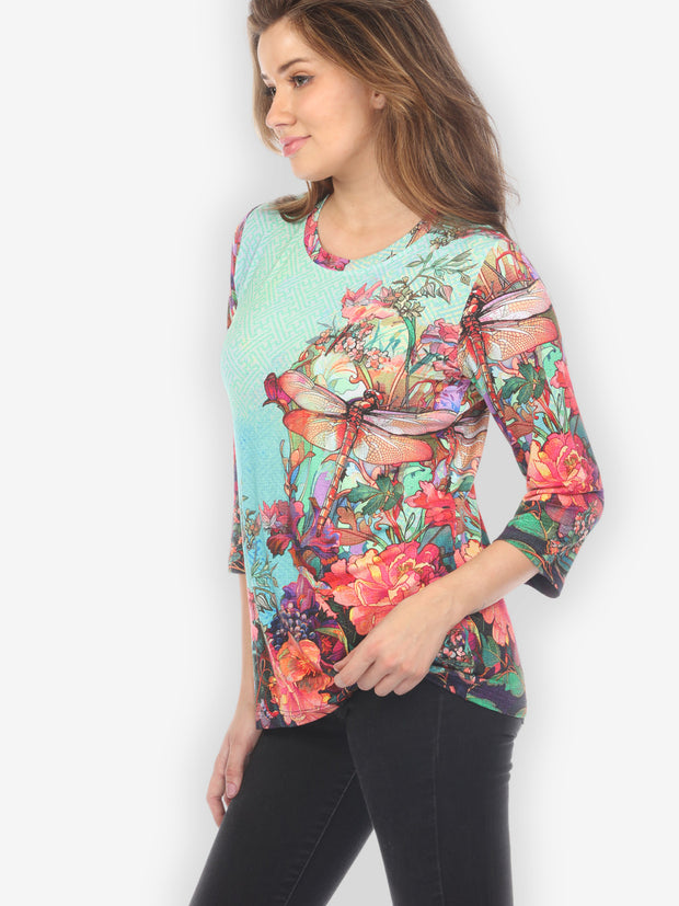 Colorful Dragonfly Floral Exclusive Tee