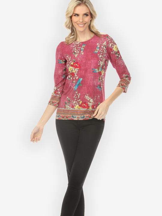 Dragonfly and Waterlilies in Red Exclusive Tee