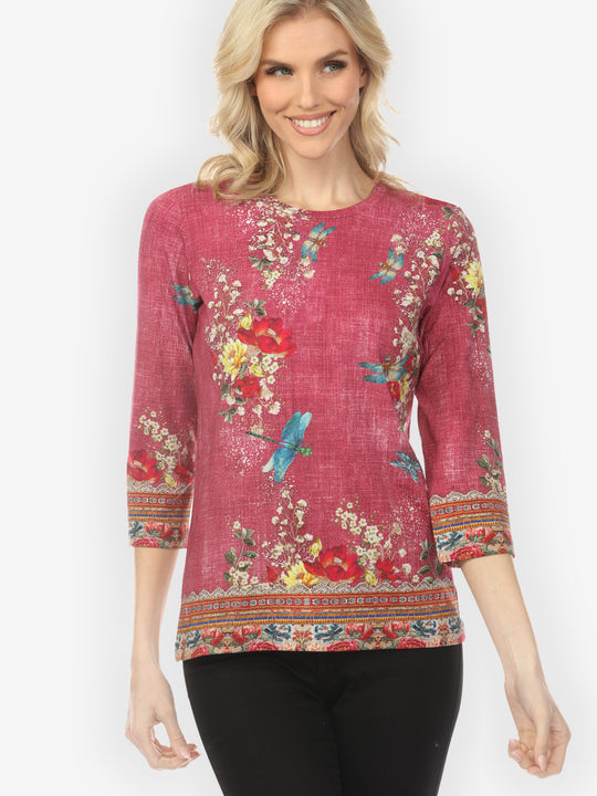 Dragonfly and Waterlilies in Red Exclusive Tee