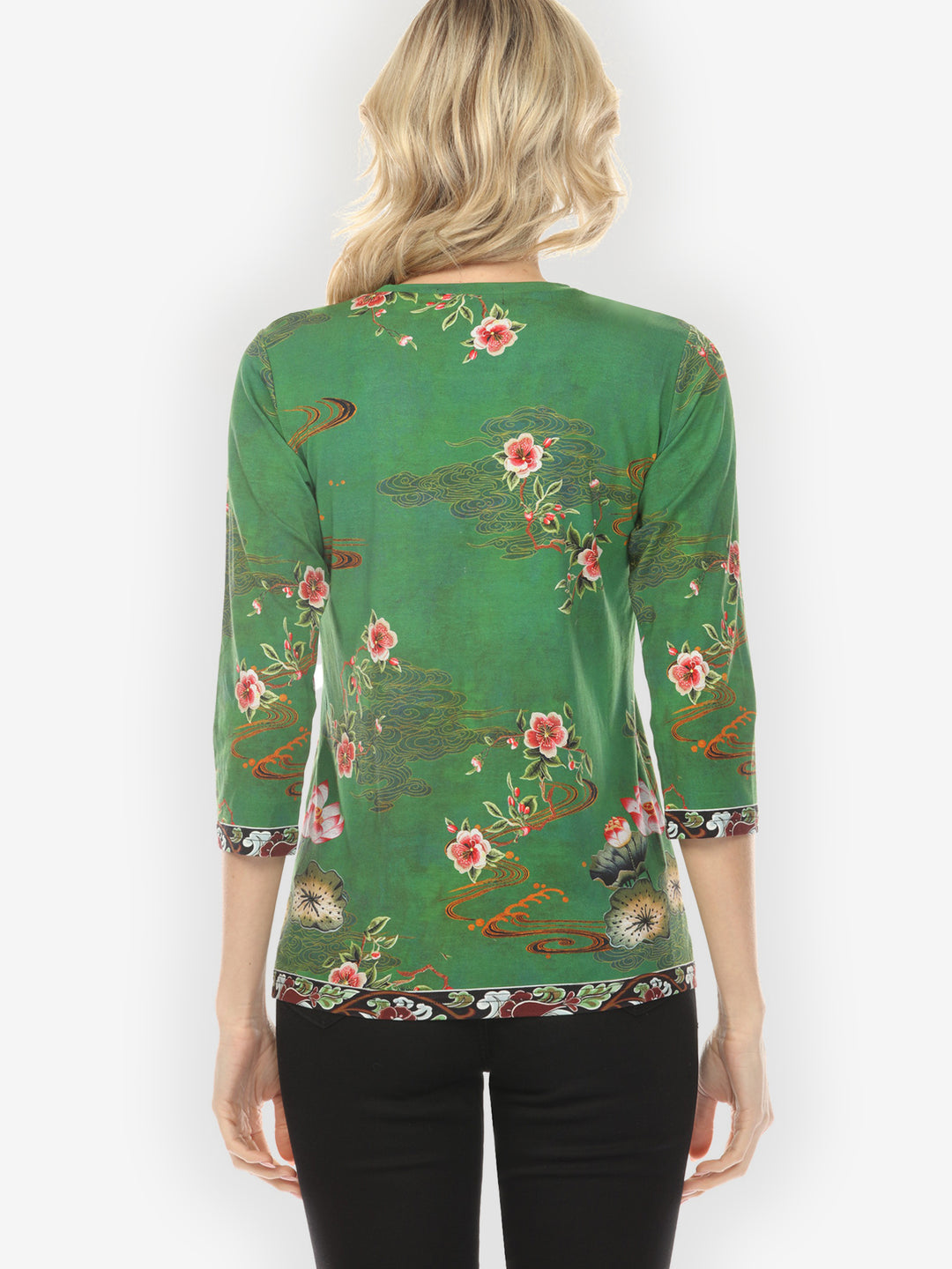 Elegant Crane Lotus ¾ Sleeve Tee