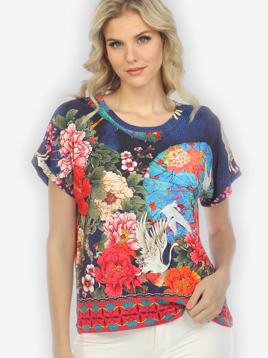 Crane Mountain Sky Cap Sleeves Tee