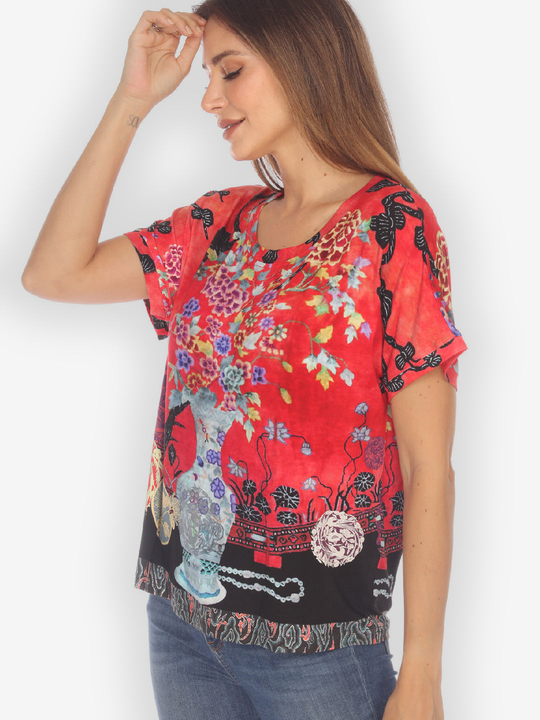 Crane Mountain Sky Cap Sleeves Tee