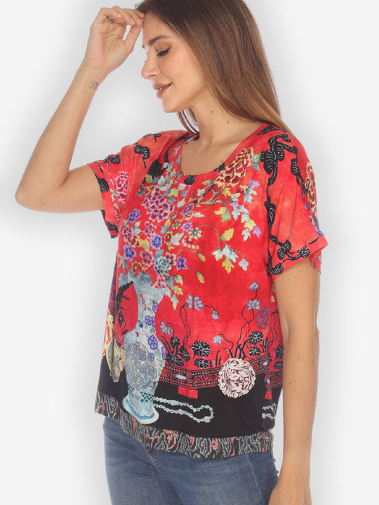 Crane Mountain Sky Cap Sleeves Tee