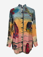 Butterfly Colorful Print Hand Dyed Classic Style Tunic