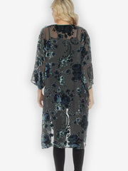 Long Silk Blend Burnout Velvet Duster