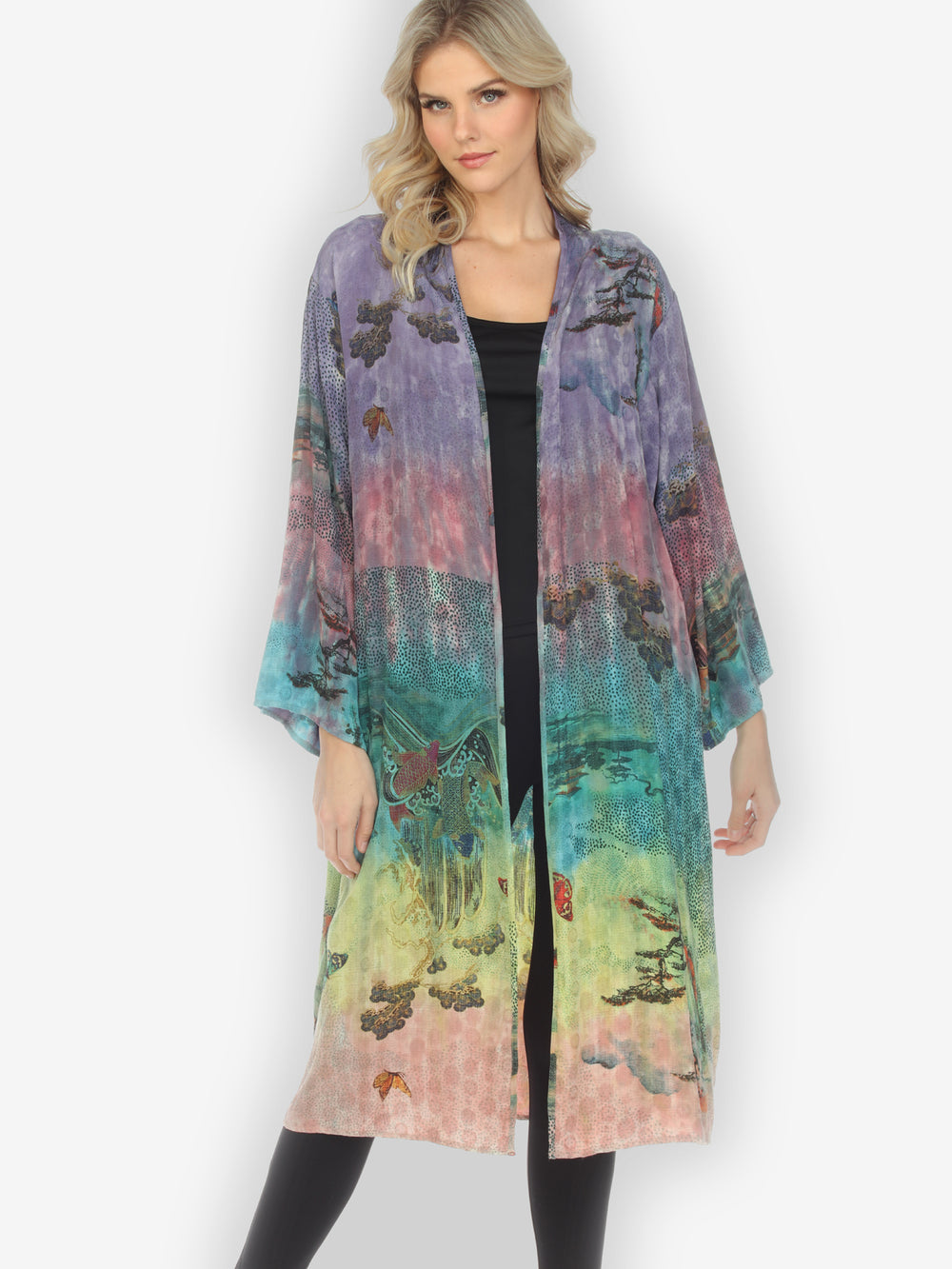 Koi Waves Butterflies Open Front Duster