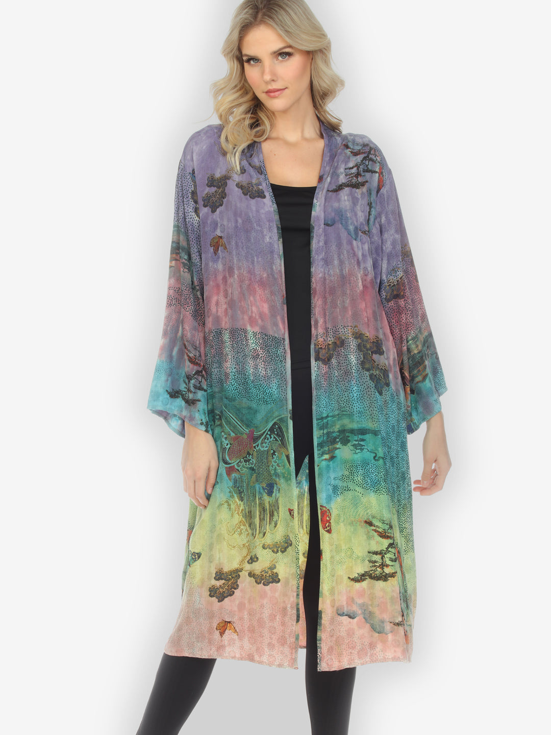 Koi Waves Butterflies Open Front Duster