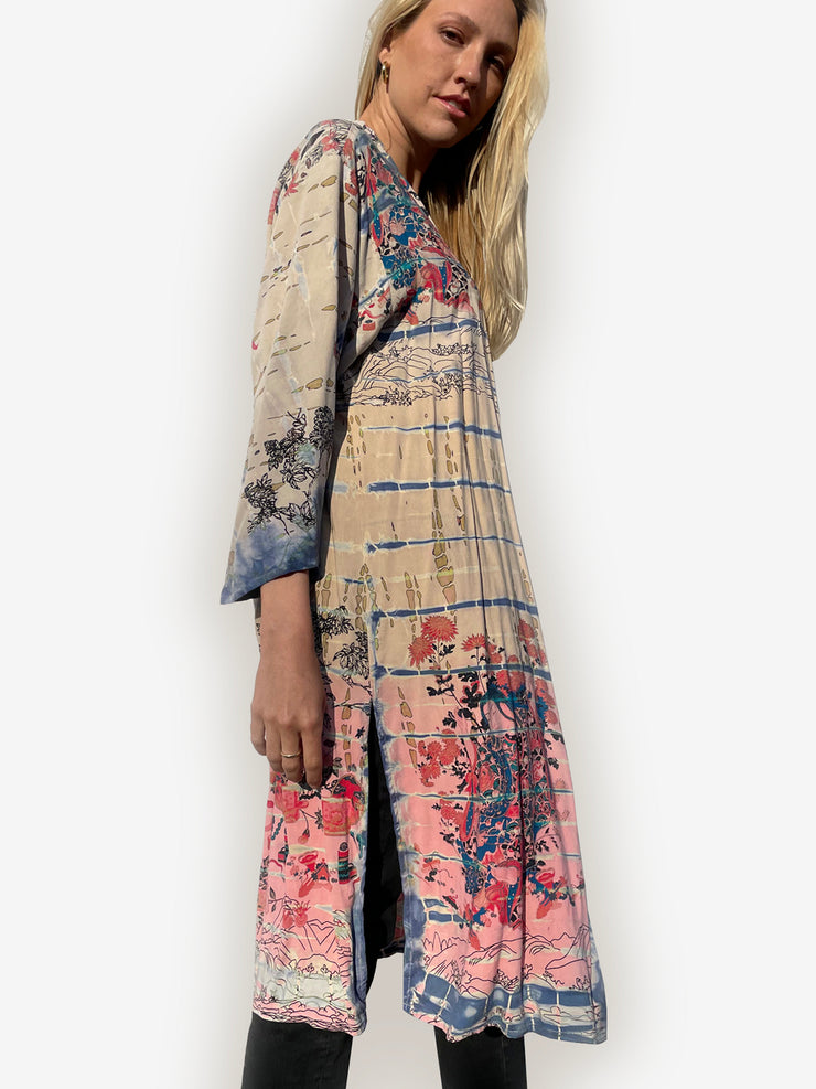Kimono Art Tie Dyed Duster