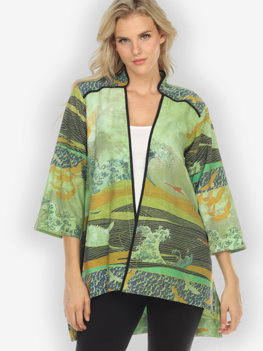Crane Flying Sky Sage Kimono