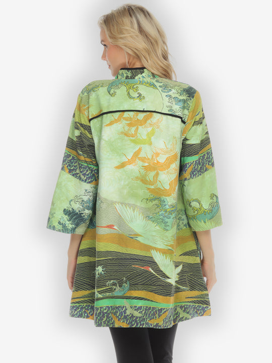 Crane Flying Sky Sage Kimono