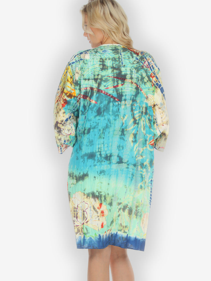 Flowers Water Sky Tie Dye Kimono