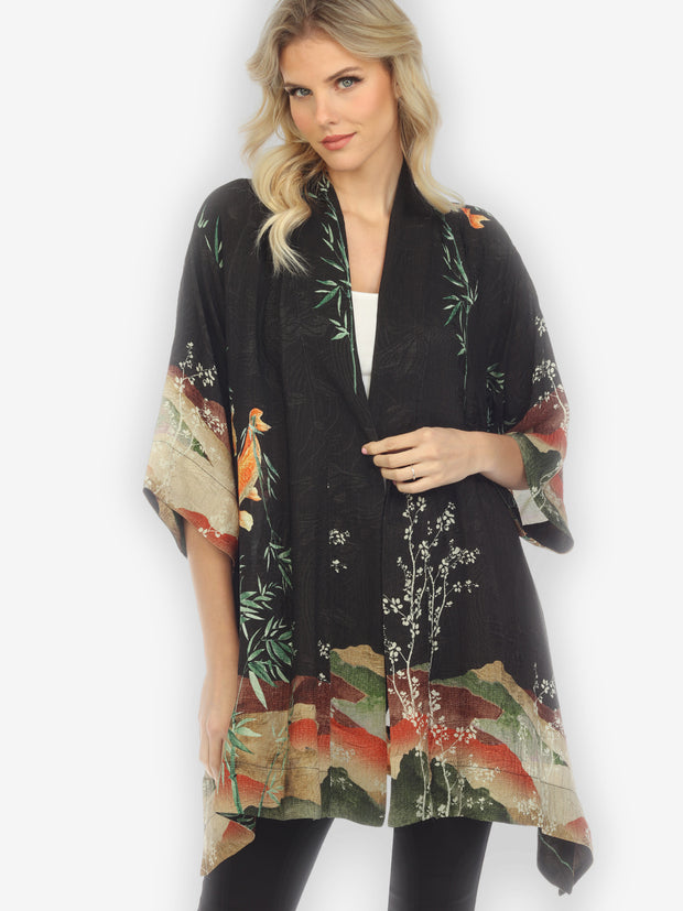 Koi Design Silk Kimono Top