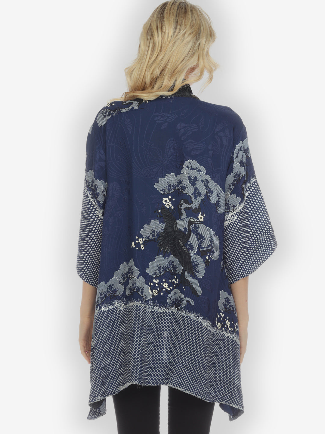 True Blue Shibori Silk Kimono Top